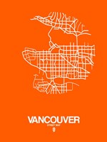 Framed Vancouver Street Map Orange