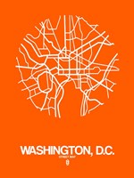 Framed Washington DC  Street Map Orange