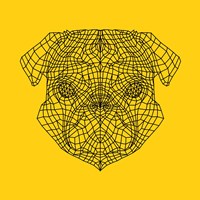 Framed Pug Head Yellow Mesh