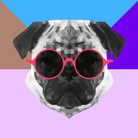 Framed Party Pug in Pink Glasses