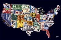 Framed USA License Map