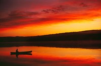 Framed Silhouetted Canoe On Lake