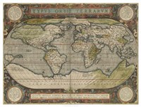 Framed Antique World Map 36x48