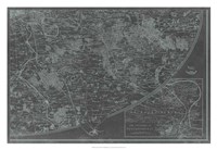 Framed Map of Paris Grid IV
