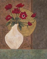 Framed 'Red Poppies in a Vase' border=
