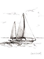 Framed Coastal Boat Sketch II