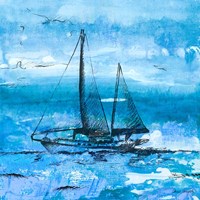 Framed Coastal Boats in Watercolor II