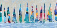 Framed Dozen Colorful Boats Panel