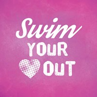 Framed Swim Your Heart Out - Pink Vintage