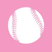 Framed White Softball on Baby Pink