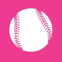 Framed White Softball on Pink