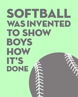 Framed Softball Quote - Grey On Mint