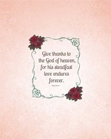 Framed Psalm 136:26, Give Thanks (Rose Border)