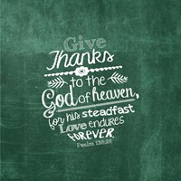 Framed Psalm 136:26, Give Thanks (Green)