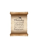 Framed Psalm 136:26, Give Thanks (Scroll on White Border)