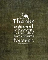 Framed Psalm 136:26, Give Thanks (Olive Border)