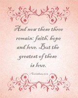 Framed 1 Corinthians 13:13 Faith, Hope and Love (Pink)