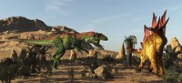 Framed Saurophaganax Dinosaur Attacks A Stegosaurus