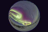 Framed Fish-Eye lens view of the Northern Lights, Manitoba, Canada