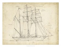Framed Sailboat Blueprint I