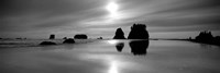 Framed Silhouette of sea stacks at sunset, Second Beach, Olympic National Park, Washington State