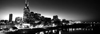 Framed Skylines at night along Cumberland River, Nashville, Tennessee