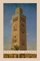 Framed Vintage Koutoubia Mosque, Marrakesh, Morocco, Africa