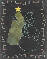 Framed 'Chalkboard Snowman I' border=