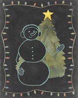 Framed Chalkboard Snowman II
