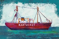 Framed Nantucket Lightship Blue Green