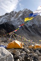 Framed Tents of mountaineers along Khumbu Glacier, Mt Everest, Nepal