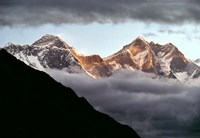 Framed Nepal, Sagarmatha NP, Mt Everest, Lotse and Nuptse