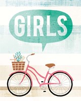 Framed 'Beach Cruiser Girls II' border=