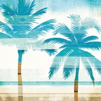 Framed Beachscape Palms III