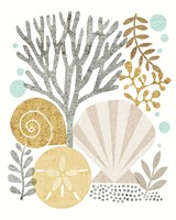 Framed Under Sea Treasures V Gold Neutral