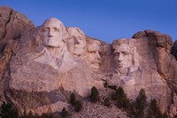 Framed Mount Rushmore National Memorial at dawn, Keystone, South Dakota