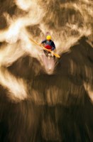 Framed Birds-eye view of kayaker on Androscoggin River, blurred motion, New Hampshire
