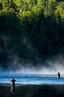 Framed Fly-Fishing in Early Morning Mist on the Androscoggin River, Errol, New Hampshire