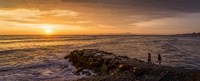 Framed View of Pacific ocean at dusk, Playa Waikiki, Miraflores District, Lima, Peru