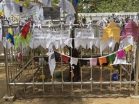 Framed Prayer flags at the Great Monastery, Anuradhapura, North Central Province, Sri Lanka