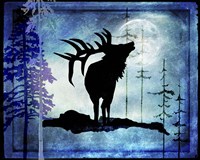 Framed 'Midnight Elk' border=
