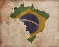 Framed Map with Flag Overlay Brazil