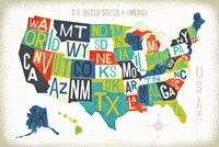 Framed Letterpress USA Map