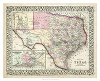 Framed Johnson's Map of Texas