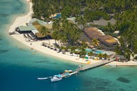 Framed Aerial View of Plantation Island Resort, Malolo Lailai Island, Fiji