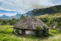 Framed Traditional thatched roofed huts in Navala in the Ba Highlands, Fiji