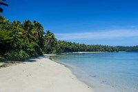 Framed White sand beach and turquoise water, Nanuya Lailai Island, Blue Lagoon, Yasawa, Fiji, South Pacific