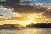 Framed Sunset over the beach, Nacula Island, Yasawa, Fiji