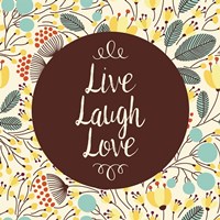 Framed Live Laugh Love Retro Floral White