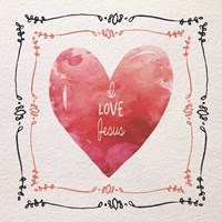 Framed Watercolor Heart I Love Jesus
